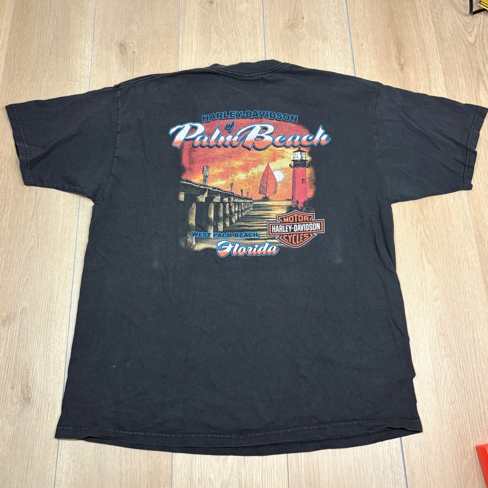 Vintage Harley-Davidson 105th Anniversary T-Shirt Palm Beach Florida Black 2008